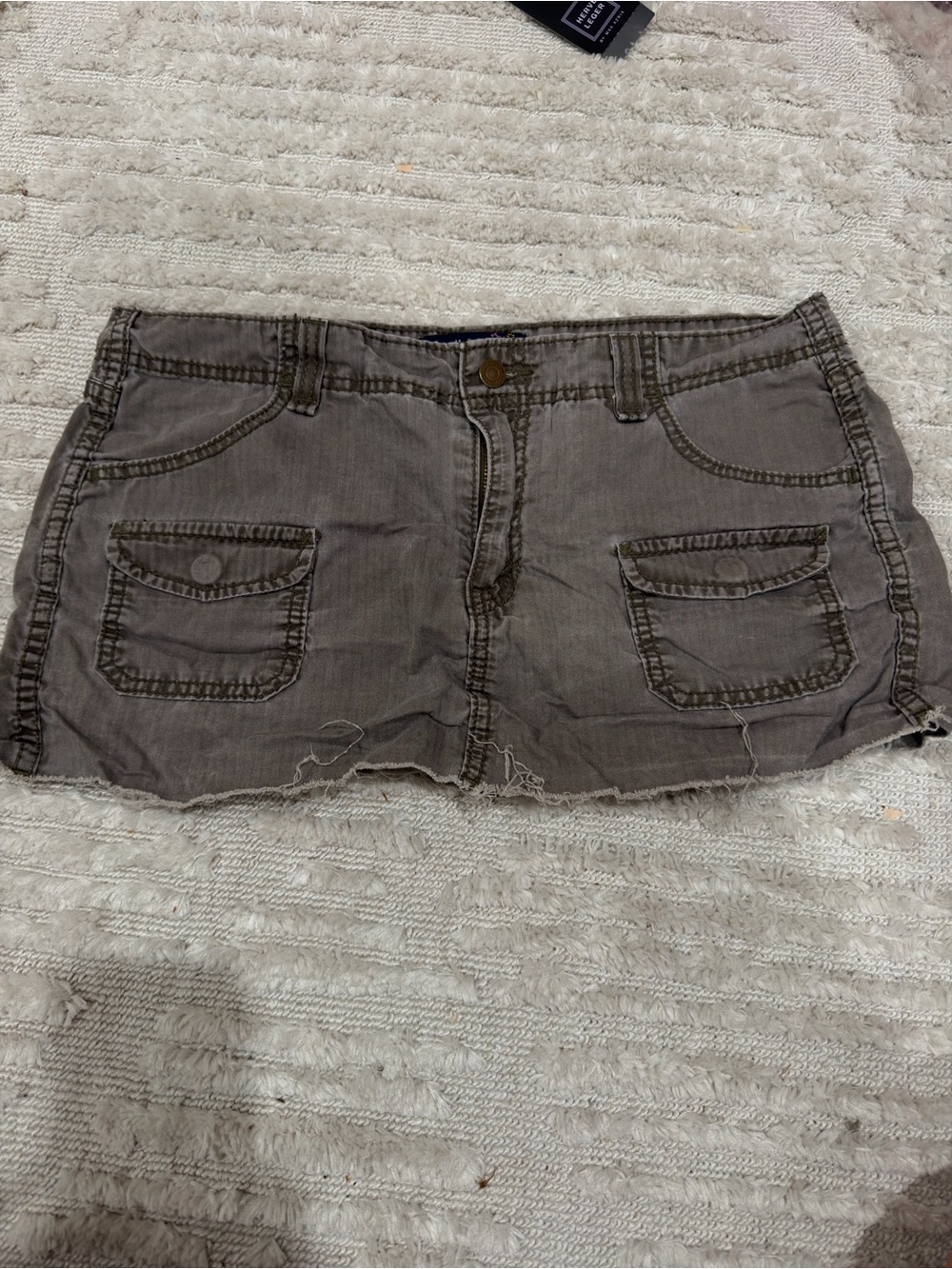Levi's Olive-Grey Distressed Mini Skirt